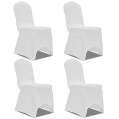 Promo ???? VIDAXL Housse De Chaise Extensible 4 Pcs Blanc ????
