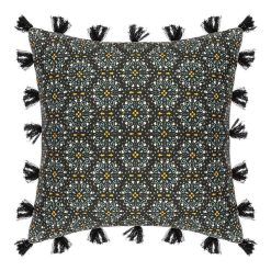 Vente flash ???? ATMOSPHERA Housse De Coussin Rosace Pompons 40x40 Cm ⌛