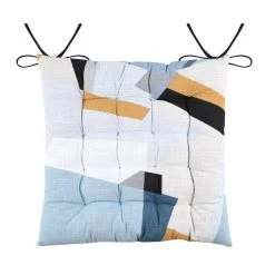 Grosses soldes 🎁 Lovely Casa Lot De 4 Galettes De Chaise 16 Points 40x40 Quadro Bleu Coton 🔥