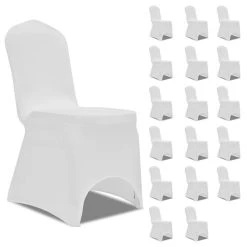Vente flash 🎁 VIDAXL Housses Elastiques De Chaise Blanc 18 Pcs ⌛
