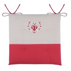 Bon marché ✔️ Lovely Casa Lot De 4 Galettes De Chaise 4 Points 38x38 Pauline Rouge Coton ????