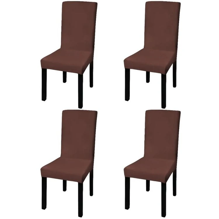 Promo 💯 VIDAXL Housse De Chaise Droite Extensible 4 Pcs Marron 🌟 3 Promo 💯 VIDAXL Housse De Chaise Droite Extensible 4 Pcs Marron 🌟