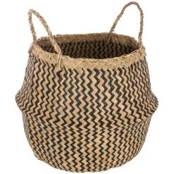Sortie 👍 ATMOSPHERA Panier De Rangement Pliable à Anses Seagrass 40cm Noir & Naturel ⭐