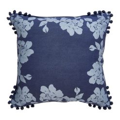 Acheter ???? ACTUEL Coussin Déco Déhoussable En Coton Motif Floral à Pompons ????