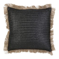 Coupon ???? The Home Deco Factory Coussin Design Bord De Mer En Jute Raphia - L. 40 X L. 40 Cm - Noir ⭐