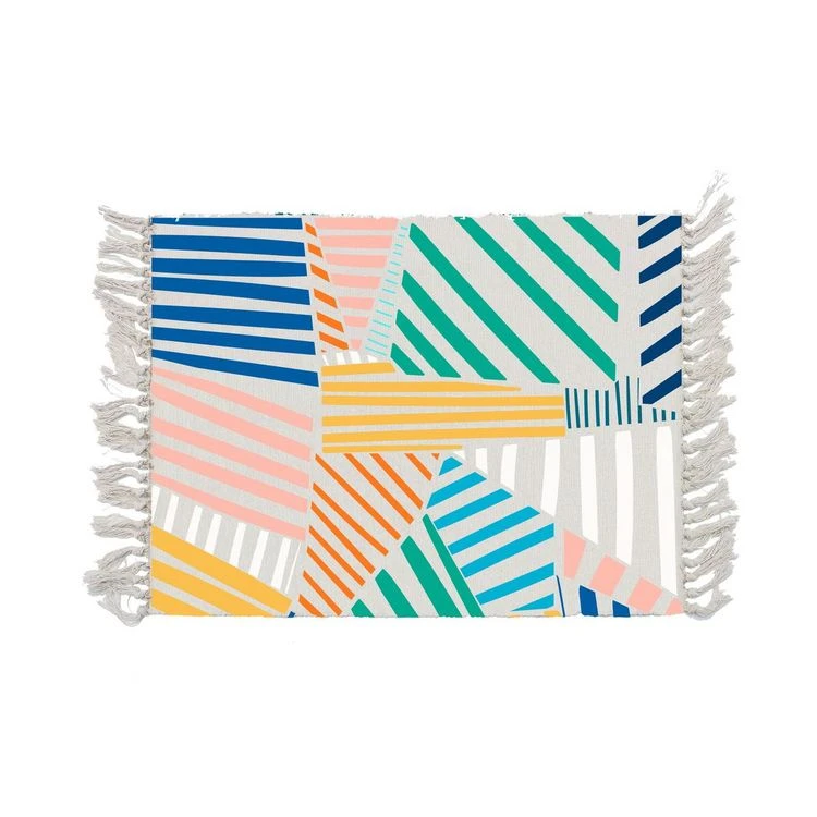 Le moins cher 😍 ACTUEL Tapis Déco En Polycoton Motifs Rayures Finition Franges COLORAMA ✔️ 3 Le moins cher 😍 ACTUEL Tapis Déco En Polycoton Motifs Rayures Finition Franges COLORAMA ✔️