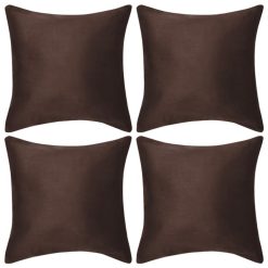 Vente flash ???? VIDAXL Housse De Coussin 4 Pcs 80 X 80 Cm Polyester Faux Daim Marron ????