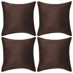 Vente flash 🔔 VIDAXL Housse De Coussin 4 Pcs 80 X 80 Cm Polyester Faux Daim Marron 🥰
