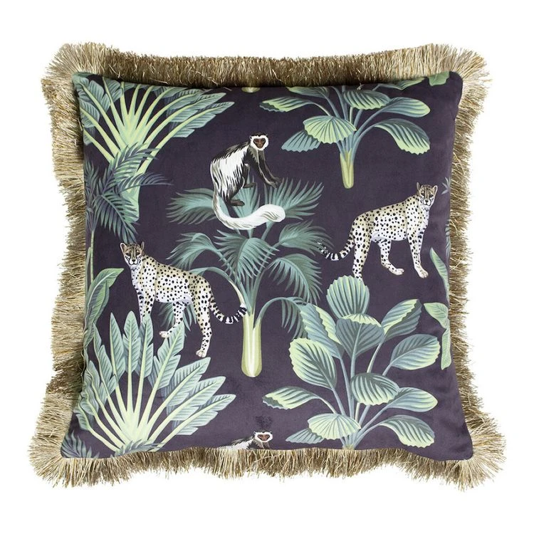 Nouveau ✨ Coussin Déco Frange 45x45cm Panthère Noire 🎁 3 Nouveau ✨ Coussin Déco Frange 45x45cm Panthère Noire 🎁