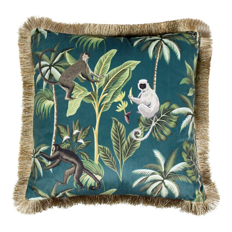 Coussin en velours frangé Singe Jungle Tout neuf ???? Coussin En Velours Frangé Singe Jungle ???? -Jardin Privé Shop unnamed file 580