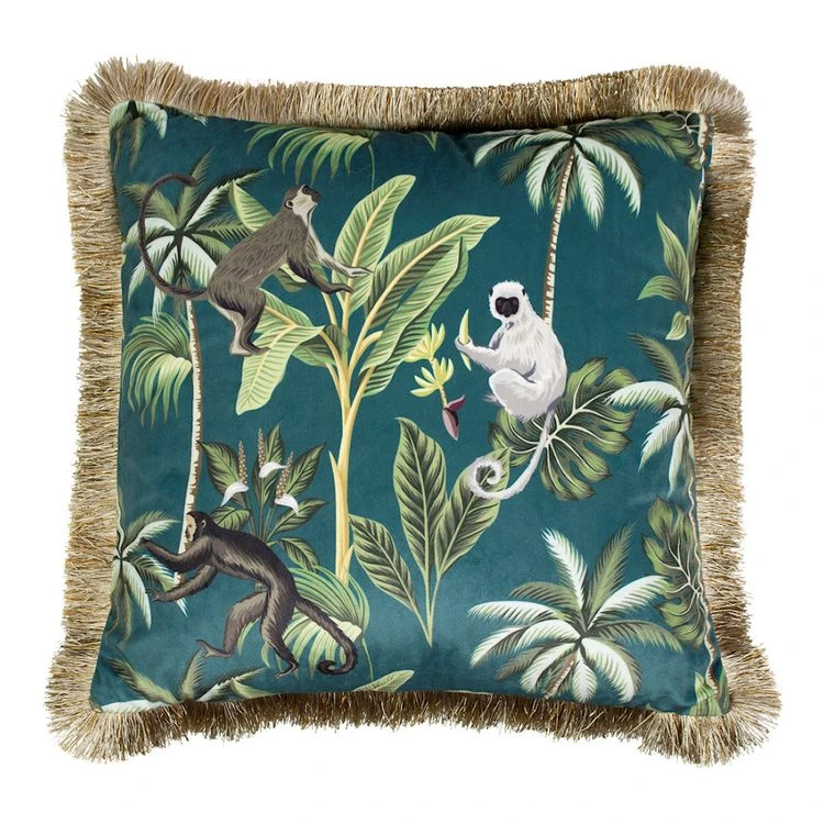 Tout neuf 🤩 Coussin En Velours Frangé Singe Jungle 👏 3 Tout neuf 🤩 Coussin En Velours Frangé Singe Jungle 👏