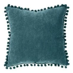 Bon marché 🛒 Coussin à Pompons Jao 40x40cm Bleu Canard 😀