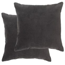 Remise ???? VIDAXL Coussins En Velours De Coton 2 Pcs 45 X 45 Cm Anthracite ????
