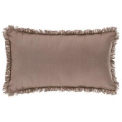 Offres ???? Coussin Déhoussable Franges Fringe 30x50cm Taupe ????