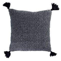 Bon marché ???? Paris Prix Coussin Déco à Pompons Delios 40x40cm Noir ????