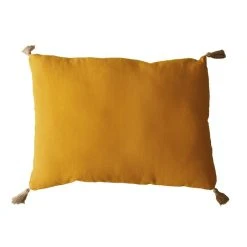 Top 10 ✔️ Coussin Rectangulaire Panama Avec 4 Pompons En Jute - 70 Cm X 50 Cm - Jaune Moutarde 😉