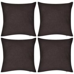 Tout neuf ✨ VIDAXL Housses De Coussin 4 Pcs Coton Marron 50x50 Cm ????