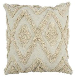 Sortie ???? Paris Prix Coussin Déco Ethnique Relief 40x40cm Écru ✨