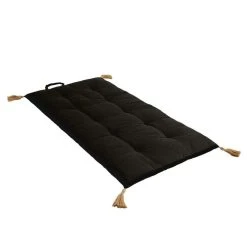 Le moins cher ⭐ Futon Repliable Panama Avec Pompons En Jute - Noir 🥰