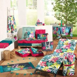 Sortie ???? Paris Prix Coussin Déco Imprimé Hawai 30x50cm Bleu ???? -Jardin Privé Shop unnamed file 883