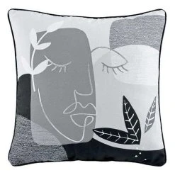 Le moins cher ⭐ Paris Prix Coussin Déco Arty Line 40x40cm Blanc & Anthracite 😉