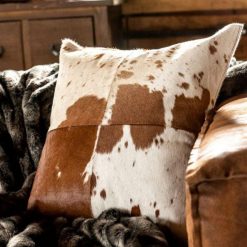 Remise ???? Paris Prix Coussin Déco En Cuir Vache 40x42cm Blanc & Marron ???? -Jardin Privé Shop unnamed file 951