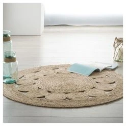 Vente flash ❤️ ATMOSPHERA Tapis Déco Rond En Jute Végétal Ajouré SOLEIL Diamètre 120 Cm 😀