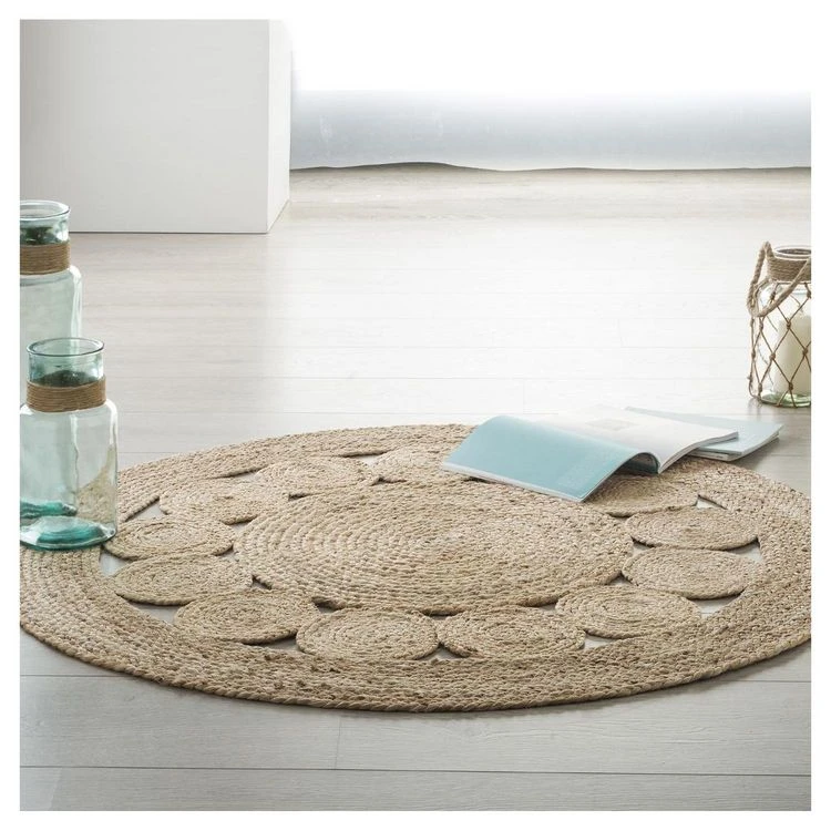 Vente flash ❤️ ATMOSPHERA Tapis Déco Rond En Jute Végétal Ajouré SOLEIL Diamètre 120 Cm 😀 3 Vente flash ❤️ ATMOSPHERA Tapis Déco Rond En Jute Végétal Ajouré SOLEIL Diamètre 120 Cm 😀